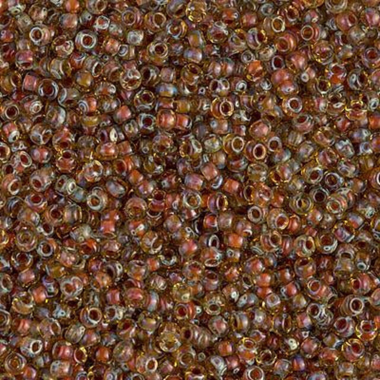 Miyuki 11 Round Seed Bead, 11-4501, Transparent Light Topaz Picasso, 13 grams